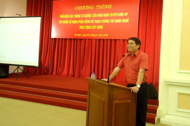 Hội nghị phổ biến các Thông tư hướng dẫn Nghị định 59/2015/NĐ-CP của Chính phủ và Tập huấn sử dụng phần mềm sát hạch chứng chỉ hoạt động xây dựng